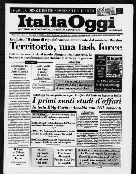 Italia oggi : quotidiano di economia finanza e politica